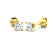 Stud Earrings with Cushion Cut Diamond Bezel Set - 0.5ct in 10K/14K gold and platinum with certified lab-grown or natural diamonds