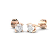 Stud Earrings with Round Cut Diamond Solitaire - 0.1ct to 0.5ct in 10K/14K gold and platinum with certified lab-grown or natural diamonds