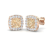Cushion Cut Morganite Diamond Stud Earrings - Luxury Diamond Jewelry in 10K/14K gold and platinum with certified lab-grown or natural diamonds
