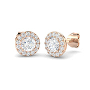 Halo Stud Earrings - 1.25 Carat Luzyy Round Brilliant Pave Frame in 10K/14K gold and platinum with certified lab-grown or natural diamonds