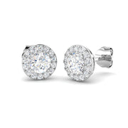 Halo Stud Earrings - 1.25 Carat Luzyy Round Brilliant Pave Frame in 10K/14K gold and platinum with certified lab-grown or natural diamonds