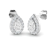 0.60-1.00 Carat Pear Cut Diamond Halo Earring In Hallmarked in 10K/14K gold and platinum with certified lab-grown or natural diamonds