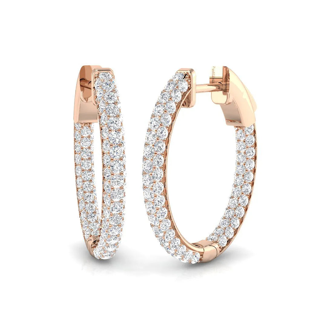 Hoop Earrings - 1.75 Carat Pavé Set Brilliance in 10K/14K gold and platinum with certified lab-grown or natural diamonds