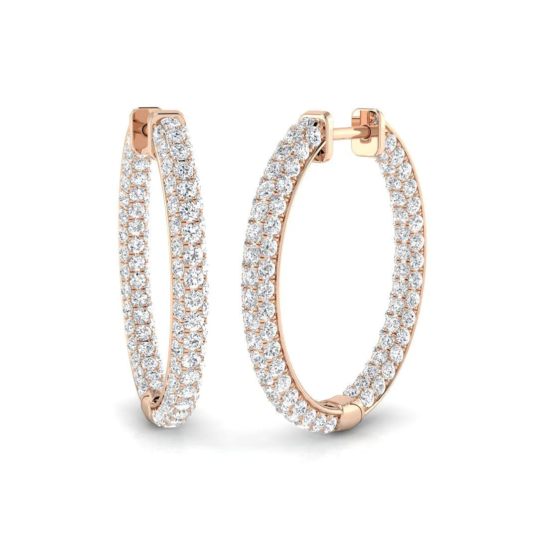 Hoop Earrings - 2.50ct Round Diamond in 10K/14K gold and platinum with certified lab-grown or natural diamonds