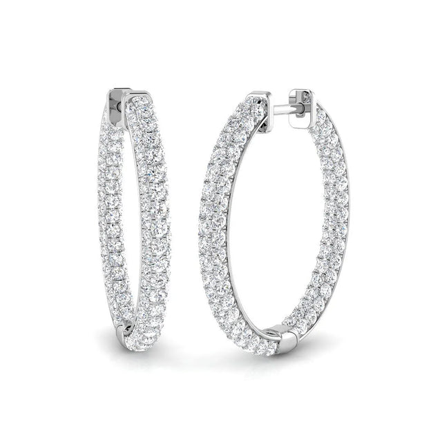 Hoop Earrings - 2.50ct Round Diamond | 10K & 14K Gold, Platinum