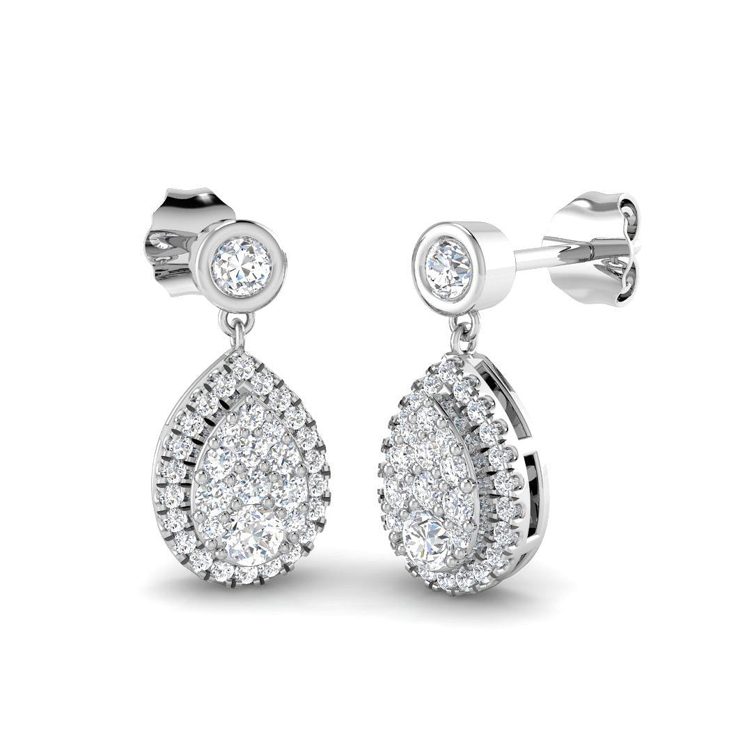 Corey Gold Diamond Drop & Trilogy Earrings - Exquisite Luxury Jewel in 10K/14K gold and platinum with certified lab-grown or natural diamonds
