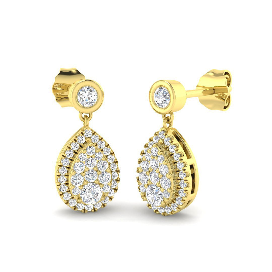 Corey Gold Diamond Drop & Trilogy Earrings - Exquisite Luxury Jewel in 10K/14K gold and platinum with certified lab-grown or natural diamonds