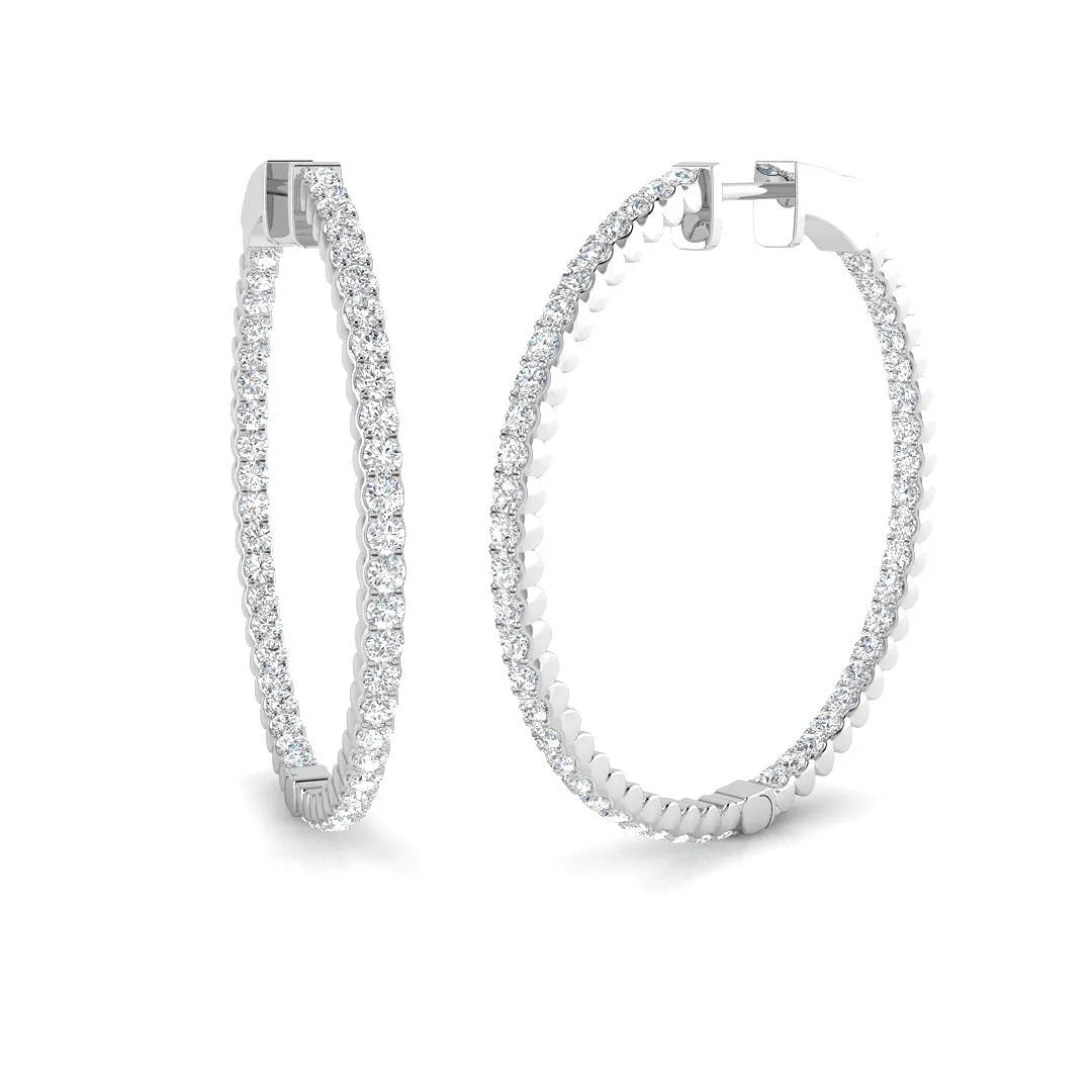Hoop Earrings - 1.75ct To 2.75ct Pave Set Sparkle in 10K/14K gold and platinum with certified lab-grown or natural diamonds