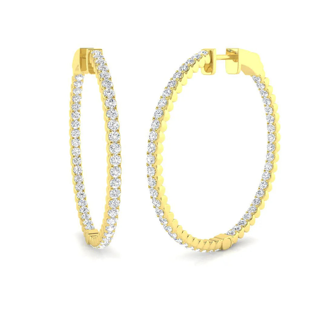 Hoop Earrings - 1.75ct To 2.75ct Pave Set Sparkle in 10K/14K gold and platinum with certified lab-grown or natural diamonds