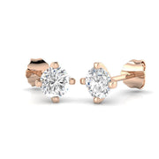 Solitaire Diamond Earrings with Round Brilliant Cut - 0.50ct in 10K/14K gold and platinum with certified lab-grown or natural diamonds
