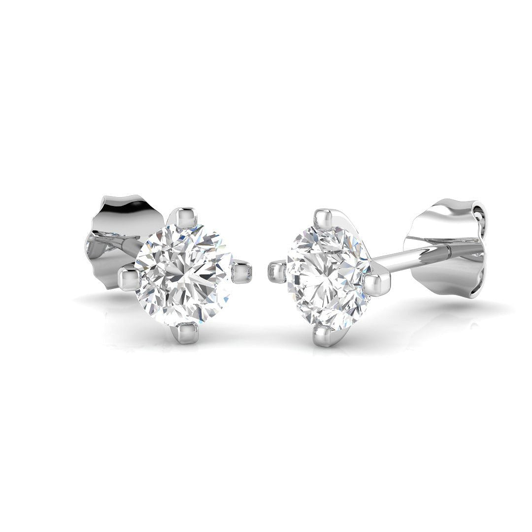 Solitaire Diamond Earrings with Round Brilliant Cut - 0.50ct in 10K/14K gold and platinum with certified lab-grown or natural diamonds