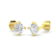 Solitaire Diamond Earrings with Round Brilliant Cut - 0.50ct in 10K/14K gold and platinum with certified lab-grown or natural diamonds