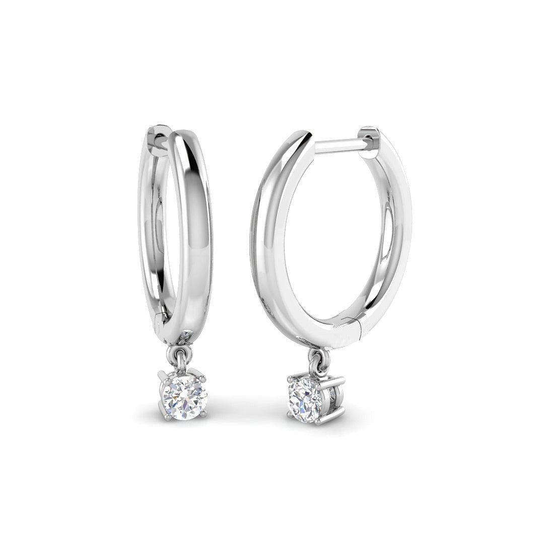 Emlyn Gold Drop & Trilogy Diamond Earrings - Elegant Luxury Jewelry in 10K/14K gold and platinum with certified lab-grown or natural diamonds