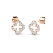 Deavy Luxury Gold Clover Diamond Earrings in 10K/14K gold and platinum with certified lab-grown or natural diamonds