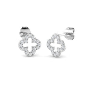 Deavy Luxury Gold Clover Diamond Earrings in 10K/14K gold and platinum with certified lab-grown or natural diamonds