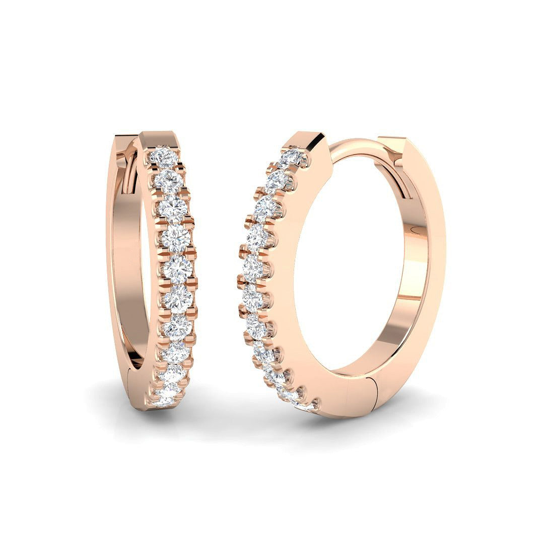 Elegant 0.2 Ct Round Diamond Hoop Earrings in 10K/14K gold and platinum with certified lab-grown or natural diamonds