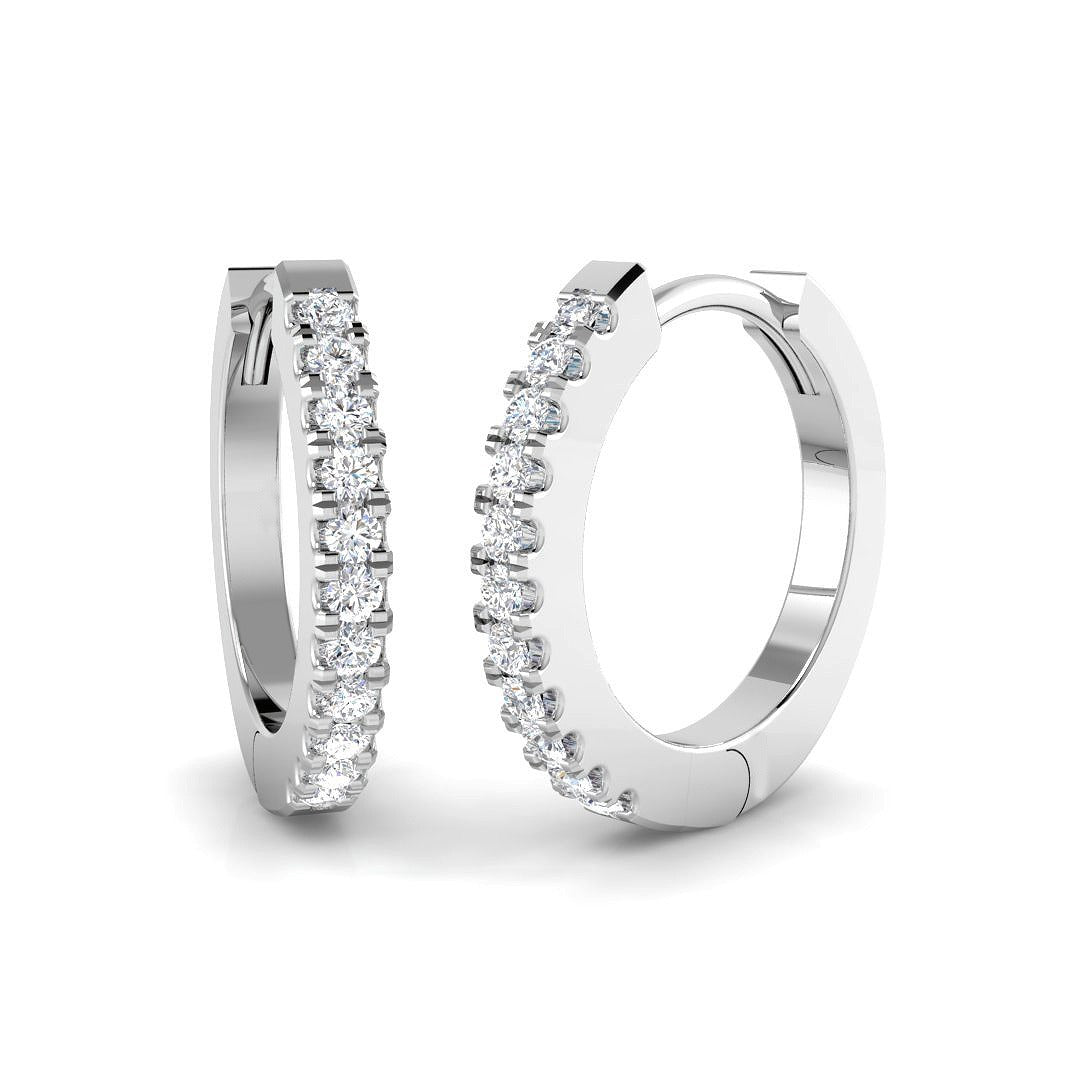 Elegant 0.2 Ct Round Diamond Hoop Earrings in 10K/14K gold and platinum with certified lab-grown or natural diamonds