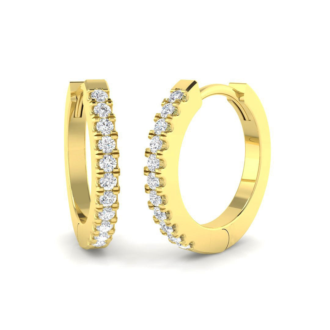 Elegant 0.2 Ct Round Diamond Hoop Earrings in 10K/14K gold and platinum with certified lab-grown or natural diamonds