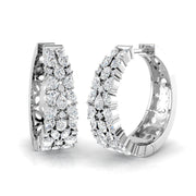 Breathtaking 1.75Ct Diamond Floral Cluster Hoop Earrings in in 10K/14K gold and platinum with certified lab-grown or natural diamonds