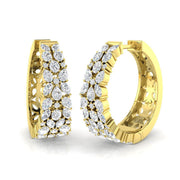 Breathtaking 1.75Ct Diamond Floral Cluster Hoop Earrings in in 10K/14K gold and platinum with certified lab-grown or natural diamonds