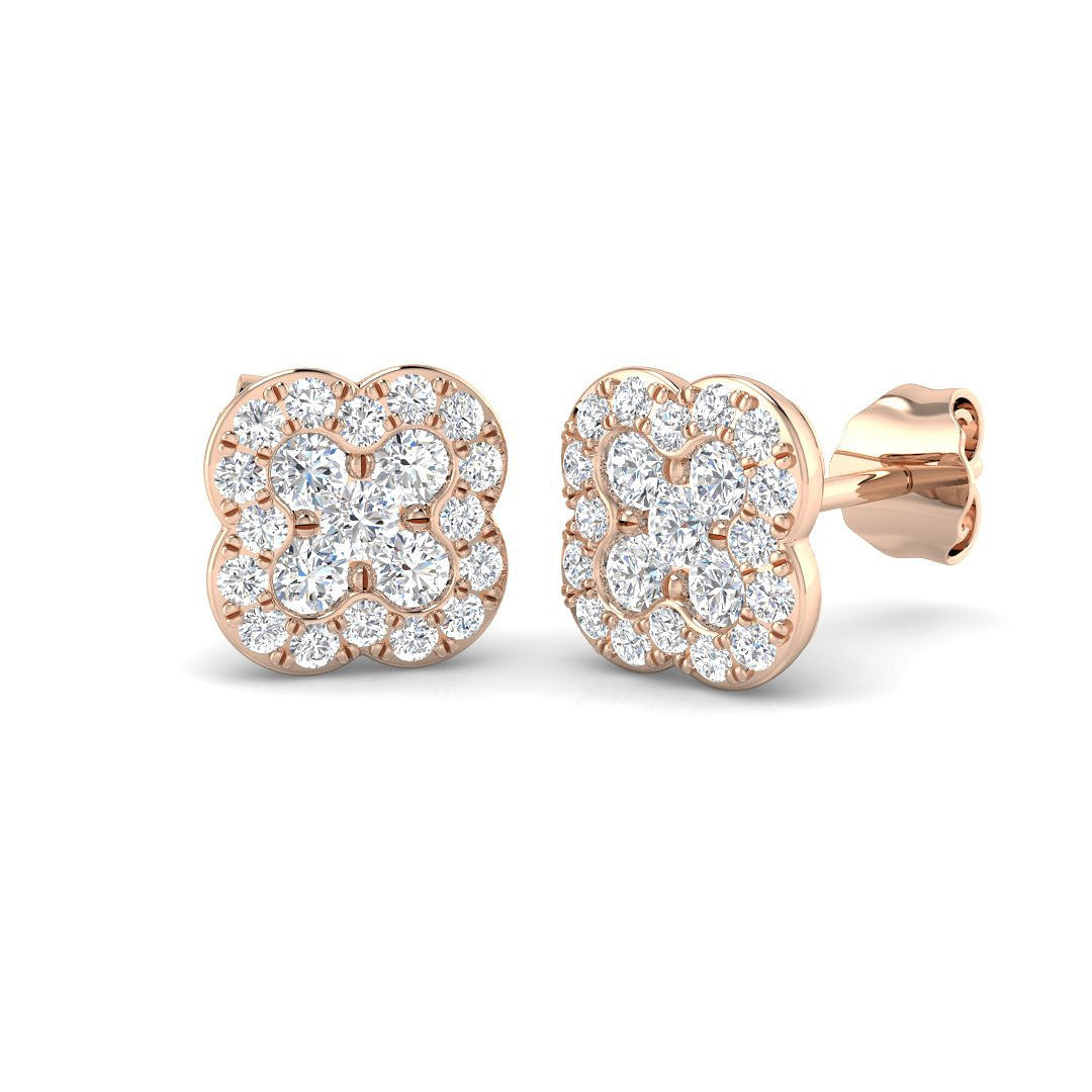 Daypy Clover Diamond Earrings in Gold - 0.5ct to 1.25ct Luxury Jewelry in 10K/14K gold and platinum with certified lab-grown or natural diamonds