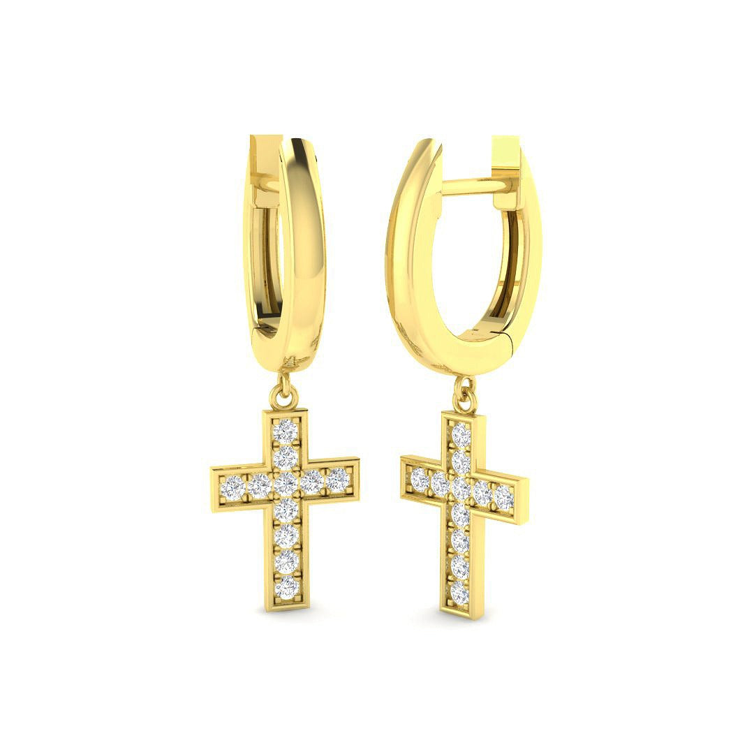 Elegant Gold Drop Trilogy Diamond Earrings - Tulky, 0.2ct Luxury in 10K/14K gold and platinum with certified lab-grown or natural diamonds