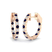 Blue Sapphire Hoop Earrings in Gold or in 10K/14K gold and platinum with certified lab-grown or natural diamonds