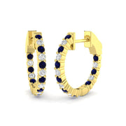 Blue Sapphire Hoop Earrings in Gold or in 10K/14K gold and platinum with certified lab-grown or natural diamonds