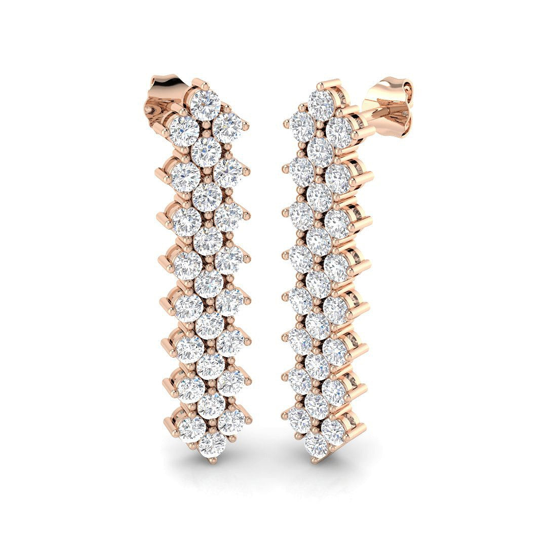 Lusmy 3ct Gold Drop & Trilogy Diamond Earrings - Luxurious Jewelry Gift in 10K/14K gold and platinum with certified lab-grown or natural diamonds