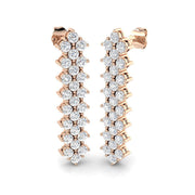 Lusmy 3ct Gold Drop & Trilogy Diamond Earrings - Luxurious Jewelry Gift in 10K/14K gold and platinum with certified lab-grown or natural diamonds