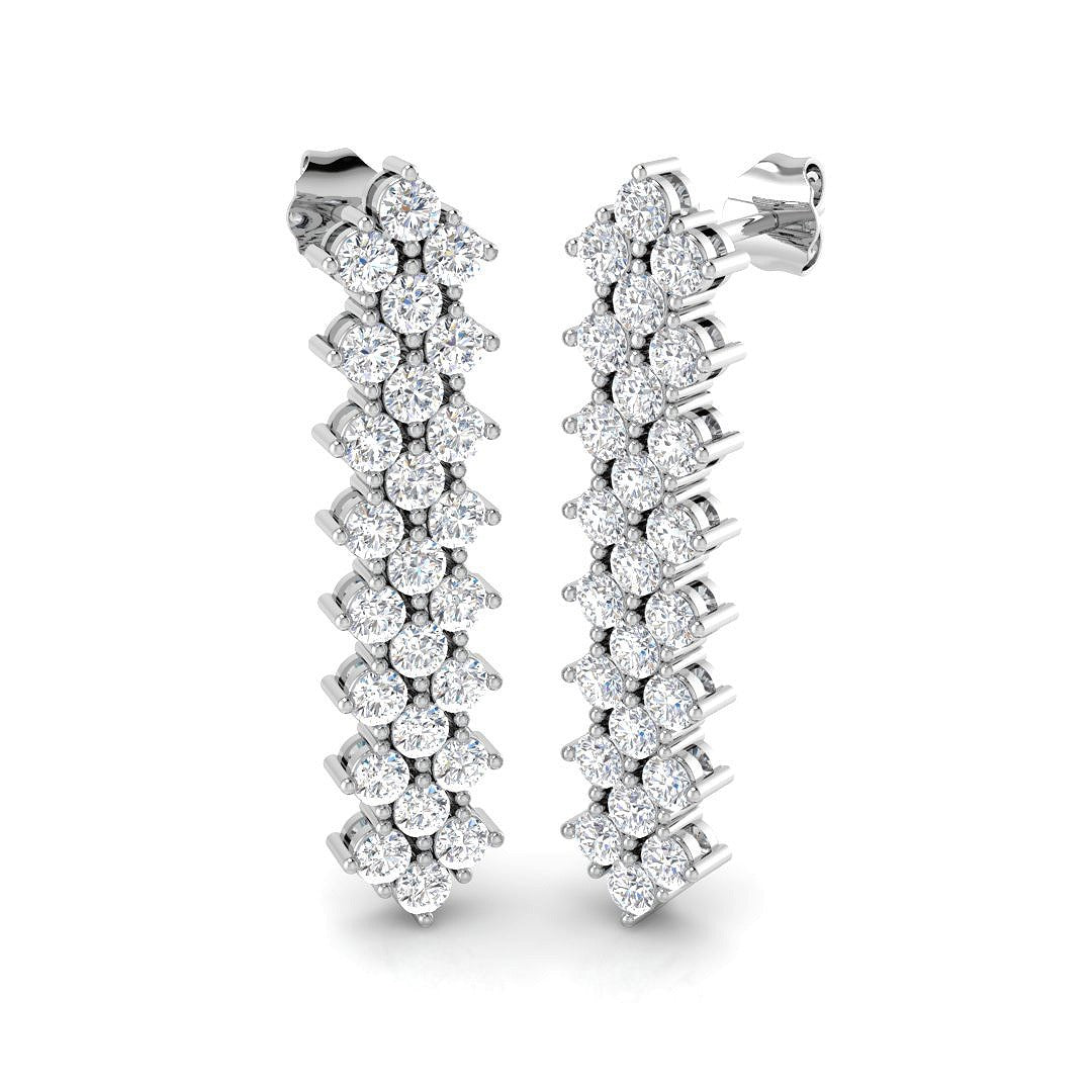 Lusmy 3ct Gold Drop & Trilogy Diamond Earrings - Luxurious Jewelry Gift in 10K/14K gold and platinum with certified lab-grown or natural diamonds