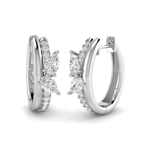 1.0Ct Butterfly Hoop Diamond Earrings in in 10K/14K gold and platinum with certified lab-grown or natural diamonds