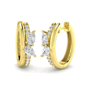 1.0Ct Butterfly Hoop Diamond Earrings in in 10K/14K gold and platinum with certified lab-grown or natural diamonds
