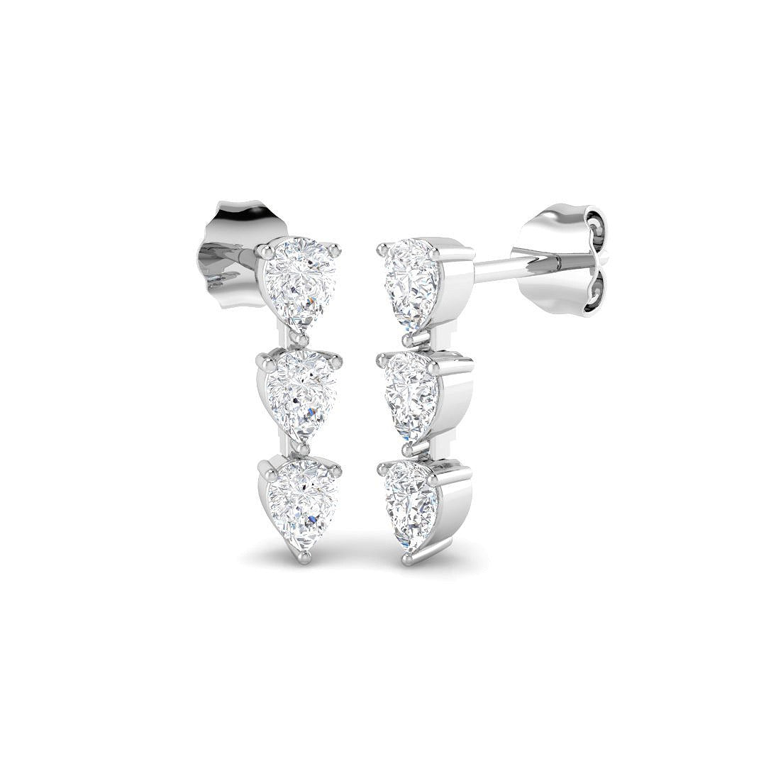 Luzby 1ct Gold Drop & Trilogy Diamond Earrings - Luxury Jewelry Gift in 10K/14K gold and platinum with certified lab-grown or natural diamonds