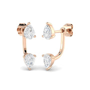 Stunning 1.0 Ct Pear Diamond Ear Jackets in 10K/14K gold and platinum with certified lab-grown or natural diamonds