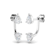 Stunning 1.0 Ct Pear Diamond Ear Jackets in 10K/14K gold and platinum with certified lab-grown or natural diamonds
