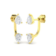 Stunning 1.0 Ct Pear Diamond Ear Jackets in 10K/14K gold and platinum with certified lab-grown or natural diamonds