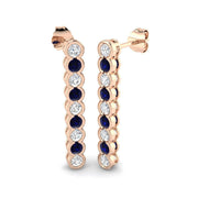Blue Sapphire Liner Drop Earrings with Diamonds in 10K/14K gold and platinum with certified lab-grown or natural diamonds