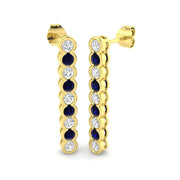 Blue Sapphire Liner Drop Earrings with Diamonds in 10K/14K gold and platinum with certified lab-grown or natural diamonds