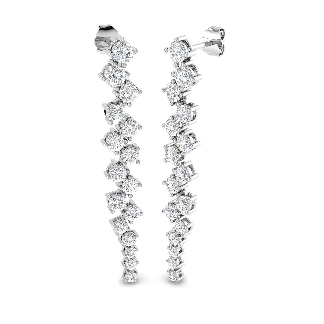Blosm Luxury 3ct Gold Drop & Trilogy Diamond Earrings for Elegance in 10K/14K gold and platinum with certified lab-grown or natural diamonds