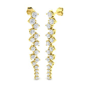 Blosm Luxury 3ct Gold Drop & Trilogy Diamond Earrings for Elegance in 10K/14K gold and platinum with certified lab-grown or natural diamonds