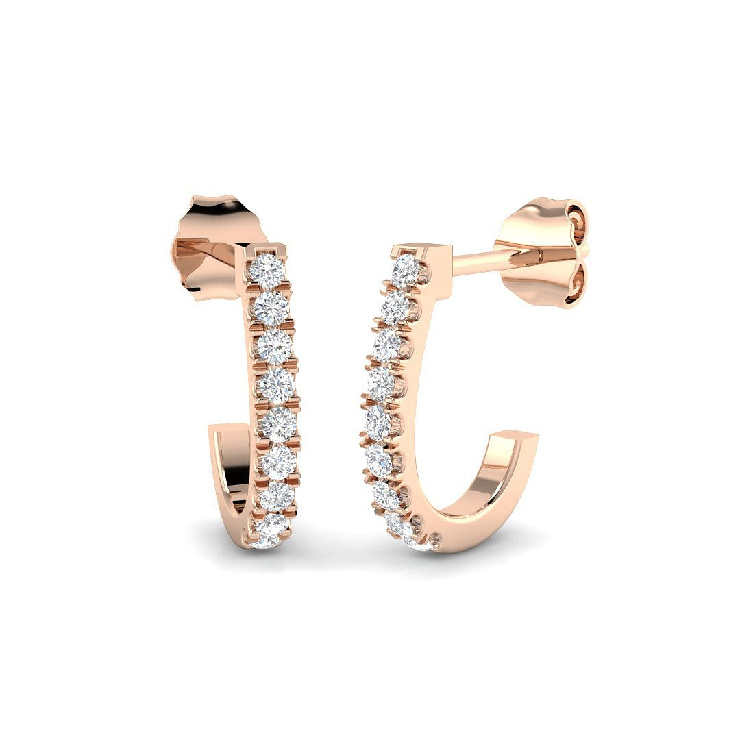 Elegant 1 Ct Round Diamond Hoop Earrings in 10K/14K gold and platinum with certified lab-grown or natural diamonds