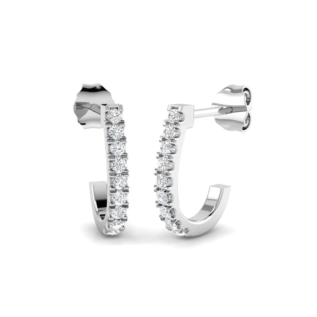 Elegant 1 Ct Round Diamond Hoop Earrings in 10K/14K gold and platinum with certified lab-grown or natural diamonds