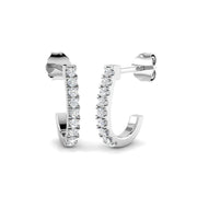 Elegant 1 Ct Round Diamond Hoop Earrings in 10K/14K gold and platinum with certified lab-grown or natural diamonds