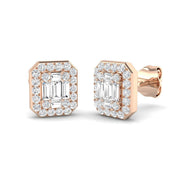 Stud Earrings with Octagon Diamond Halo Cluster - 0.33ct to 1ct in 10K/14K gold and platinum with certified lab-grown or natural diamonds