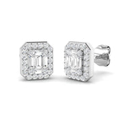 Stud Earrings with Octagon Diamond Halo Cluster - 0.33ct to 1ct in 10K/14K gold and platinum with certified lab-grown or natural diamonds