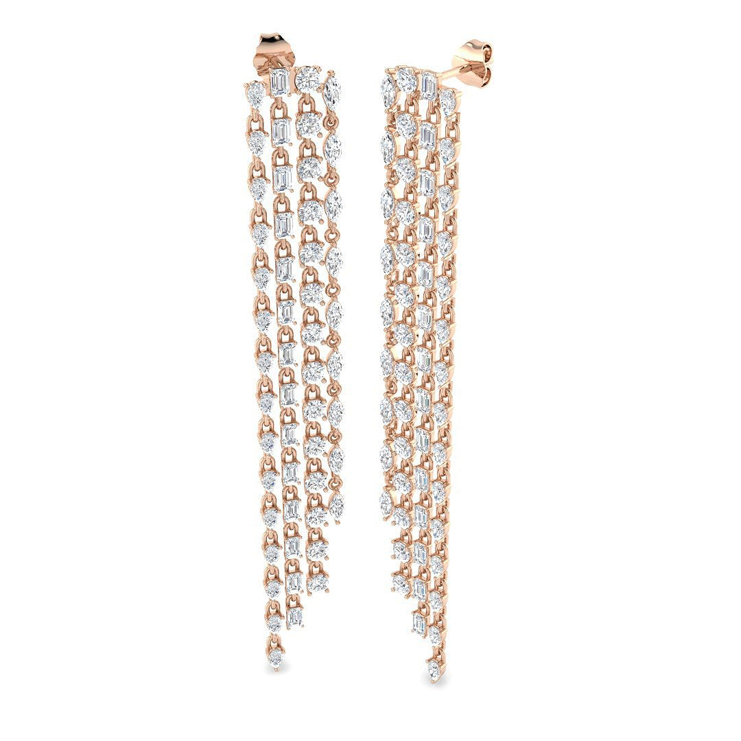 Luzwy Luxury Gold Drop & Trilogy Diamond Earrings - 8ct Elegance in 10K/14K gold and platinum with certified lab-grown or natural diamonds