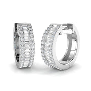 Hoop Earrings with Triple Row Diamonds - Baguette & Brilliant 0.5ct in 10K/14K gold and platinum with certified lab-grown or natural diamonds