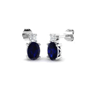 Blue Sapphire Diamond Stud Earrings in 10K/14K gold and platinum with certified lab-grown or natural diamonds