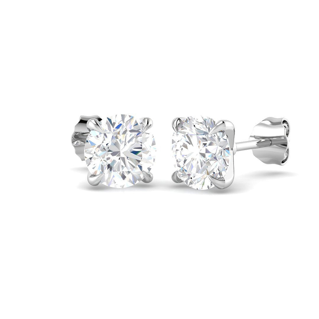 Stud Earrings with Round Cut Diamond Solitaire - 3ct to 4.5ct in 10K/14K gold and platinum with certified lab-grown or natural diamonds